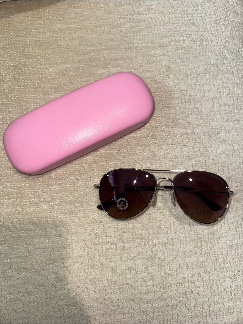 Juicy Couture Silver Aviator Sunglasses with Pink Case